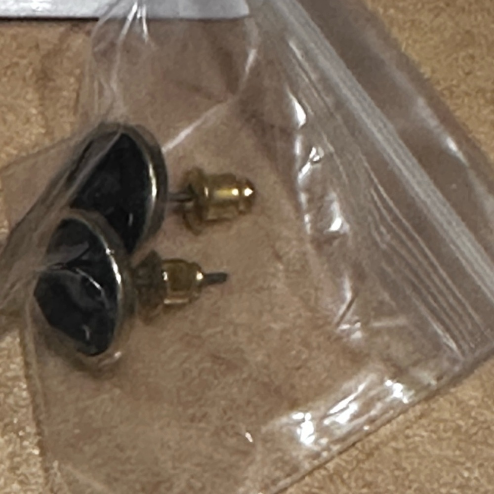 Gold and Black Stud Earrings - Picture 6 of 6